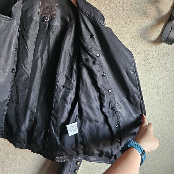 Joie Lamb Leather Military Style Silk Liner Women's Double Breasted Jacket Small - Picture 6 of 7